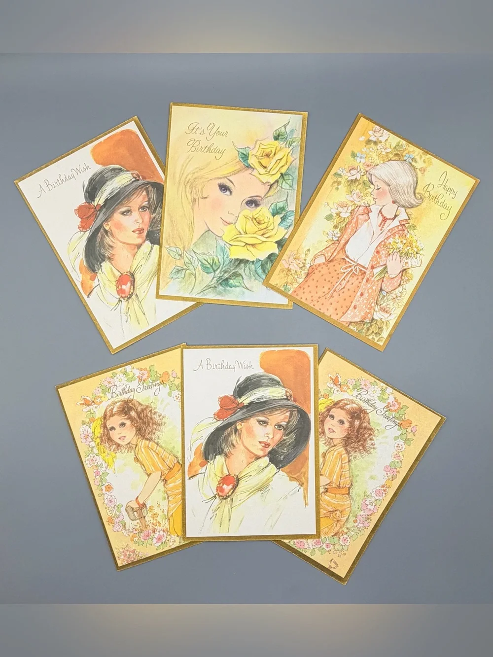 Retro 1970s Birthday Greeting Cards Lot Of 6 Fantusy NOS Very Rare Made In USA
